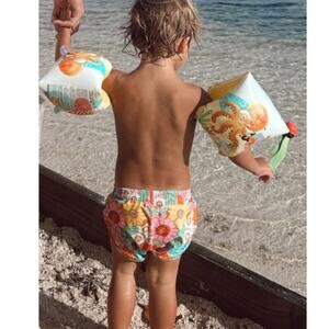 Mumu Mini Floral Pull On Elastic Waist Swim Short Multi Kids Size 3-6M NWT